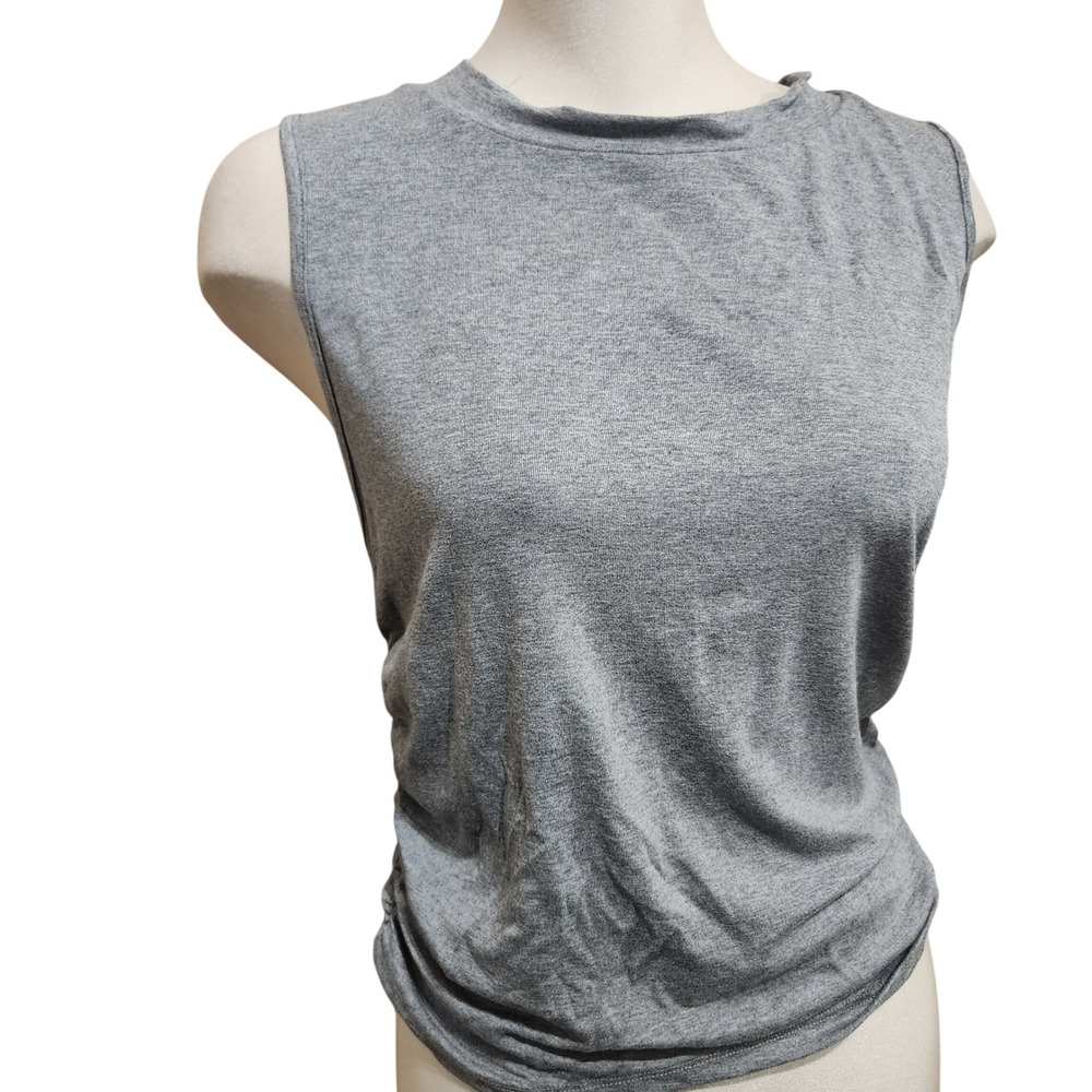 Cider‎ Heather Grey Ruched Side Sleeveless Crop Top Crew Neck Size 1XL NWT